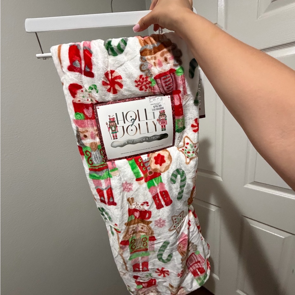 Holiday Blanket - Festive White and Red